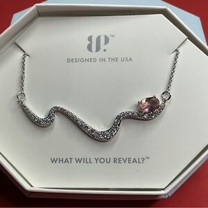 Bomb Party Necklace RBP8640 “Take On The Night” LC Morganite on Rhodium NWT